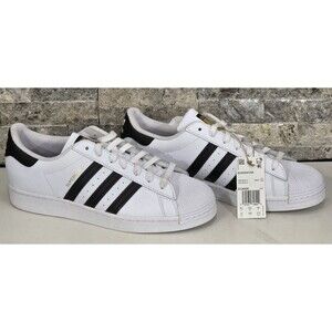 Adidas Originals Superstar Shoes 3-Stripes Sneakers White/Black EG4958 | US 10